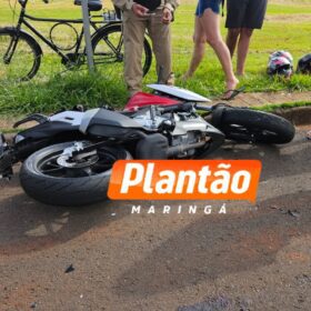 Fotos de Três pessoas ficam feridas em grave colisão frontal entre motocicletas em Maringá
