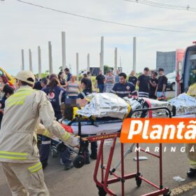 Fotos de Três pessoas ficam feridas em grave colisão frontal entre motocicletas em Maringá