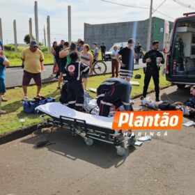 Fotos de Três pessoas ficam feridas em grave colisão frontal entre motocicletas em Maringá