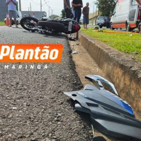 Fotos de Três pessoas ficam feridas em grave colisão frontal entre motocicletas em Maringá