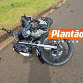 Fotos de Três pessoas ficam feridas em grave colisão frontal entre motocicletas em Maringá