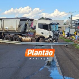 Fotos de Acidente entre duas carretas interdita trecho do Contorno Norte em Maringá