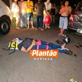 Fotos de Câmera de segurança registra acidente que deixou motociclista ferido em Sarandi