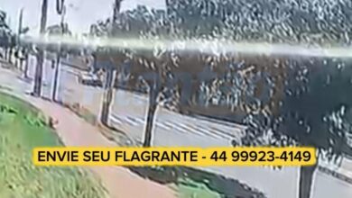 Fotos de Câmera registra acidente gravíssimo entre moto e carro na Raccanello, em Maringá