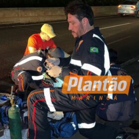 Fotos de Motociclista fica em estado gravíssimo após cair de aproximadamente oito metros no Contorno Norte de Maringá