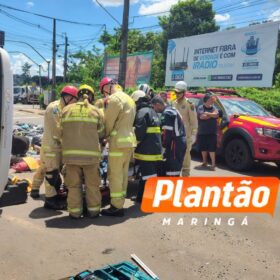 Fotos de Motorista da coleta seletiva corre risco de perder os movimentos das pernas após caminhão tombar em Maringá