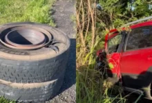 Fotos de Rodado de caminhão se solta, atinge carro na PR-317 em Maringá e deixa homem de 53 anos ferido; vídeo