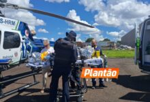 Fotos de Briga entre sogro e genro termina com homem baleado e socorrido por aeromédico