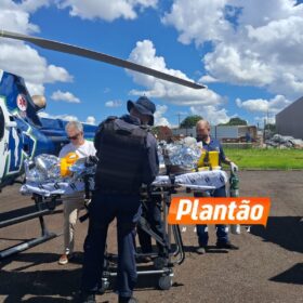 Fotos de Briga entre sogro e genro termina com homem baleado e socorrido por aeromédico