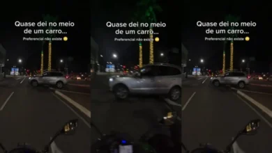 Fotos de ‘Por pouco’: vídeo mostra influenciadora quase sofrendo acidente de moto em Maringá