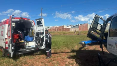 Fotos de Trabalhador sofre queda de 3 metros, tem traumatismo craniano e é encaminhado de helicóptero para Maringá