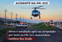 Fotos de Idoso é intubado após ser atropelado por moto na PR-323; motociclista também fica ferido
