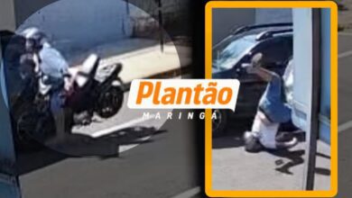 Fotos de Vídeo mostra motociclista batendo contra veículo estacionado em Maringá