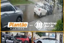 Fotos de Motorista perde o controle e bate em carros estacionados em Maringá
