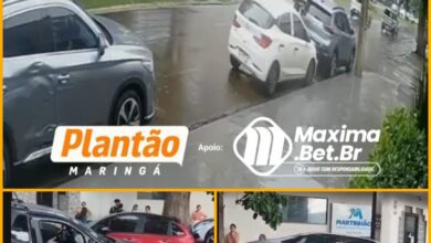 Fotos de Motorista perde o controle e bate em carros estacionados em Maringá