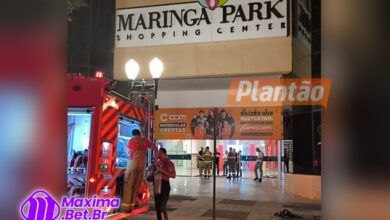 Fotos de Seguranças inalam fumaça durante incêndio no Shopping Maringá Park