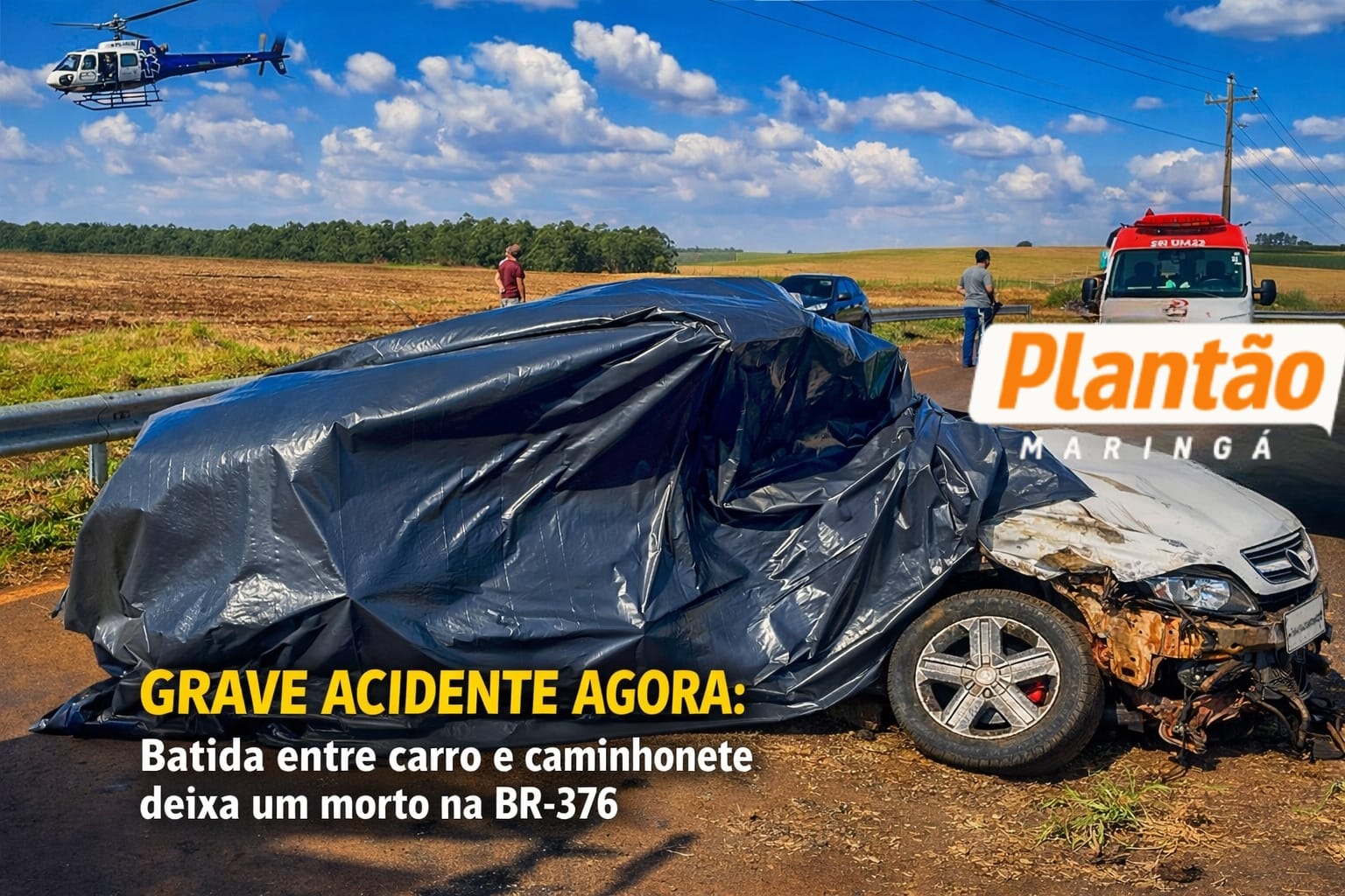 Batida entre carro e caminhonete deixa um morto na BR-376 Foto 1 Fotos de Batida entre carro e caminhonete deixa um morto na BR-376
