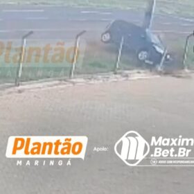Fotos de Câmera de segurança registra colisão impressionante entre carreta e carro na PR-317, em Maringá
