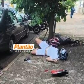 Fotos de Câmera mostra colisão grave que deixou dois jovens feridos em Maringá