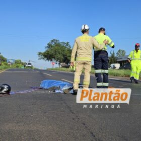 Fotos de Motociclista morre após bater na traseira de carreta na BR-376 entre Mandaguaçu e Maringá