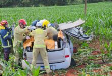 Fotos de Motorista fica gravemente ferido após capotar carro na PR-317, entre Iguaraçu e Maringá