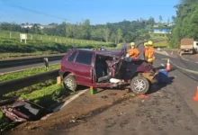 Fotos de Motorista morre após invadir contramão e bater de frente com carreta na BR-376, sentido Maringá