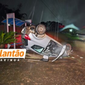 Fotos de Pai morre e filho fica ferido após carro capotar ao atropelar capivara em Maringá