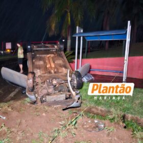 Fotos de Pai morre e filho fica ferido após carro capotar ao atropelar capivara em Maringá