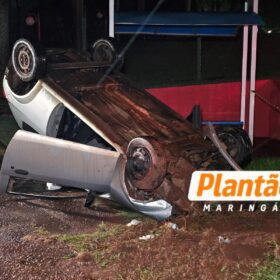 Fotos de Pai morre e filho fica ferido após carro capotar ao atropelar capivara em Maringá