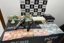 Fotos de Polícia Civil prende suspeito de liderar grupo do tráfico e apreende drogas e armas em Maringá