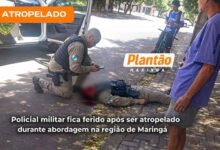 Fotos de Policial militar é atropelado durante abordagem na região de Maringá e precisa ser transferido de helicóptero