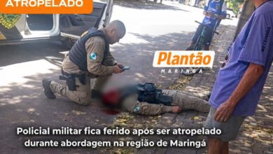Fotos de Policial militar é atropelado durante abordagem na região de Maringá e precisa ser transferido de helicóptero