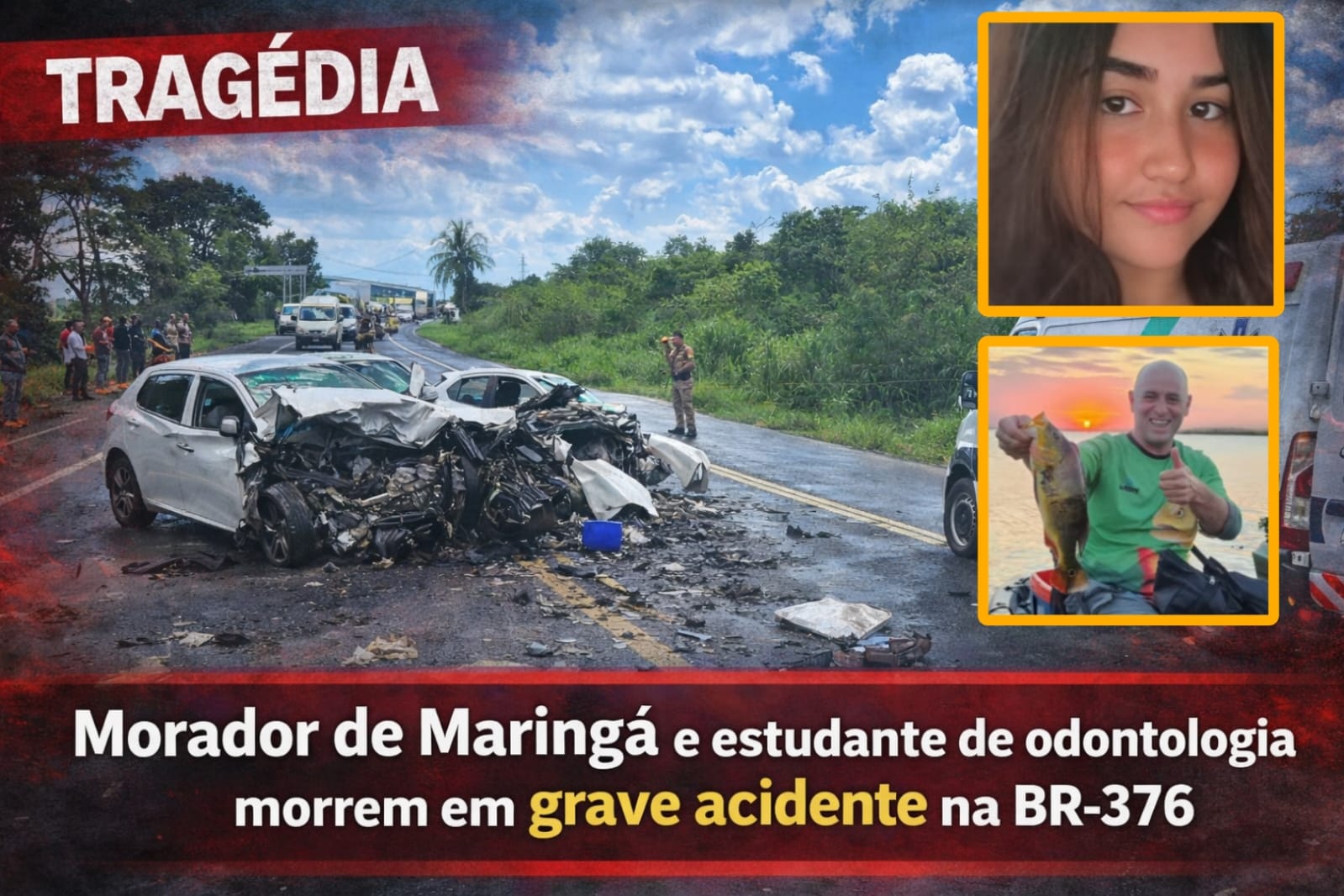 Fotos de Tragédia na BR-376: estudante de odontologia e morador de Maringá morrem em colisão frontal