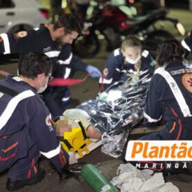 Fotos de Acidente grave entre moto e bicicleta deixa jovem de 18 anos ferida na Avenida Brasil, em Maringá