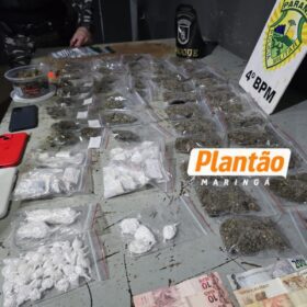 Fotos de Casal é preso por tráfico de drogas durante patrulhamento do Choque em Maringá