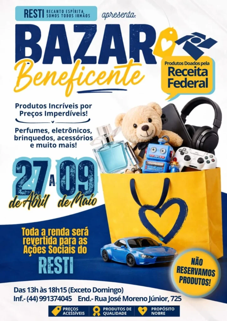 Fotos de Celulares, eletrônicos e perfumes: Maringá recebe bazar com produtos doados pela Receita Federal; veja detalhes