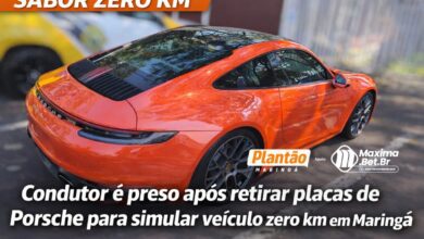 Fotos de Condutor é preso após retirar placas de Porsche para simular veículo zero km em Maringá