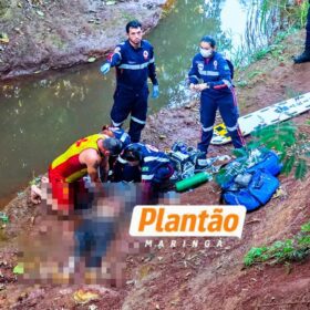 Fotos de Homem é resgatado e está sendo reanimado após afogamento em córrego nos fundos do Parque Ecológico de Sarandi