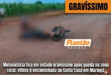 Fotos de Motociclista fica em estado gravíssimo após queda na zona rural; vítima é encaminhada ao Santa Casa em Maringá