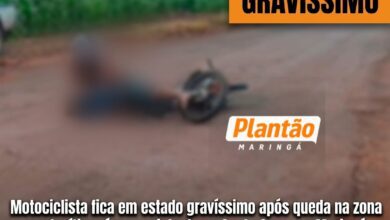 Fotos de Motociclista fica em estado gravíssimo após queda na zona rural; vítima é encaminhada ao Santa Casa em Maringá
