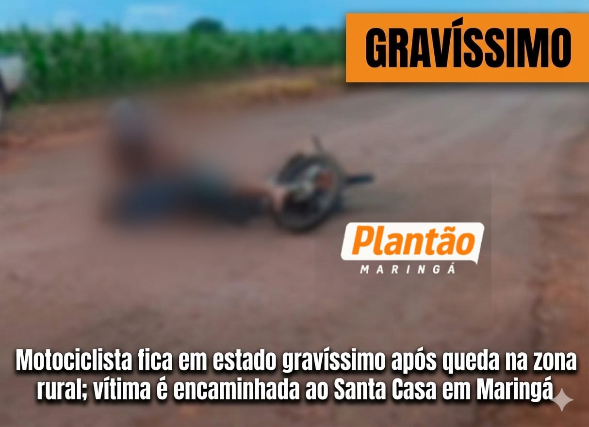 Fotos de Motociclista fica em estado gravíssimo após queda na zona rural; vítima é encaminhada ao Santa Casa em Maringá