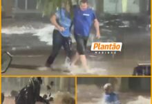 Fotos de Idoso é arrastado e salvo por policial durante forte chuva em Maringá