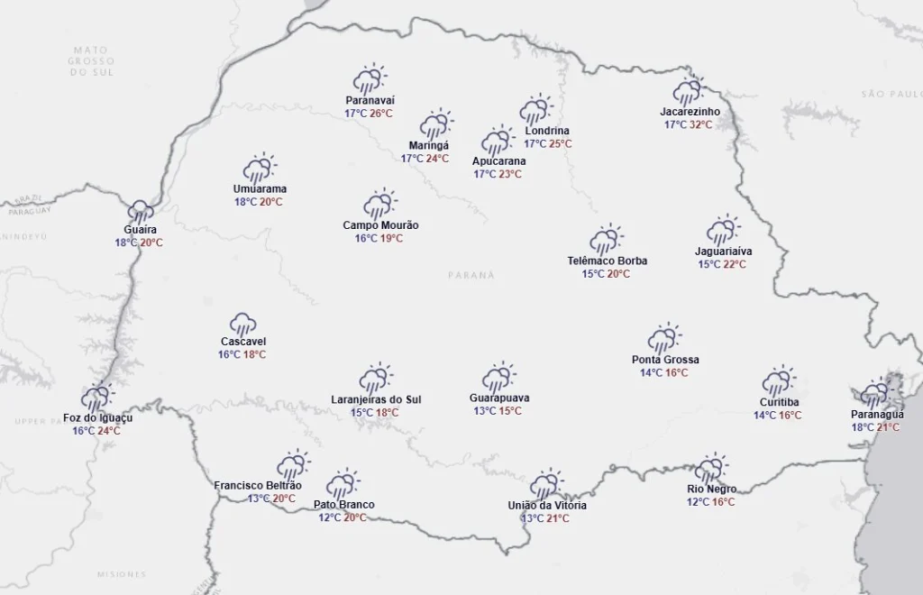 Fotos de Virada no tempo no Paraná: frente fria traz chuvas, risco de tempestades e queda nas temperatura