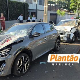 Fotos de Caminhonete invade preferencial, atinge carro e causa acidente com quatro veículos em Maringá