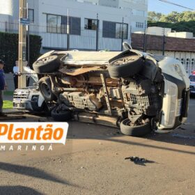 Fotos de Caminhonete invade preferencial, atinge carro e causa acidente com quatro veículos em Maringá