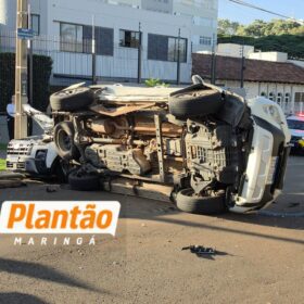 Fotos de Caminhonete invade preferencial, atinge carro e causa acidente com quatro veículos em Maringá