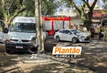 Fotos de Colisão entre Corolla e van escolar deixa feridos na Zona 7, em Maringá