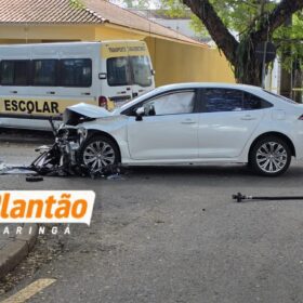 Fotos de Colisão entre Corolla e van escolar deixa feridos na Zona 7, em Maringá