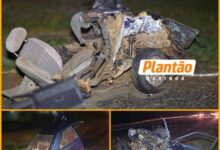 Fotos de Escort parte ao meio após batida violentíssima na BR-376 em Maringá