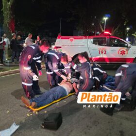 Fotos de Homem sofre traumatismo craniano após ser atropelado por moto em avenida de Maringá